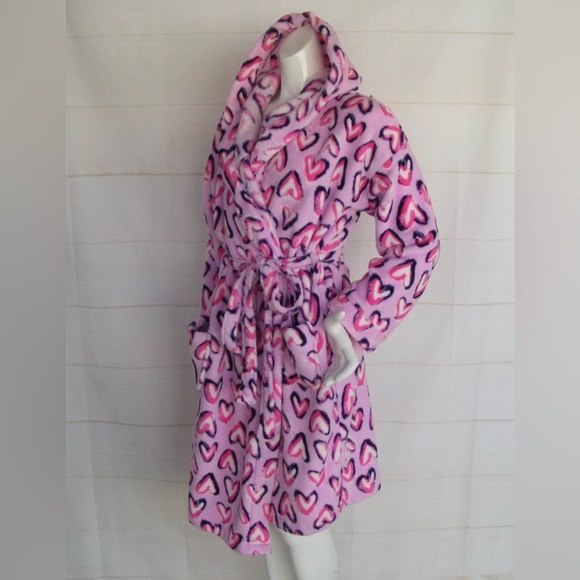 Vera Bradley “Hearts Iced Pink” Plush Hooded Robe | S/M - Picture 3 of 10